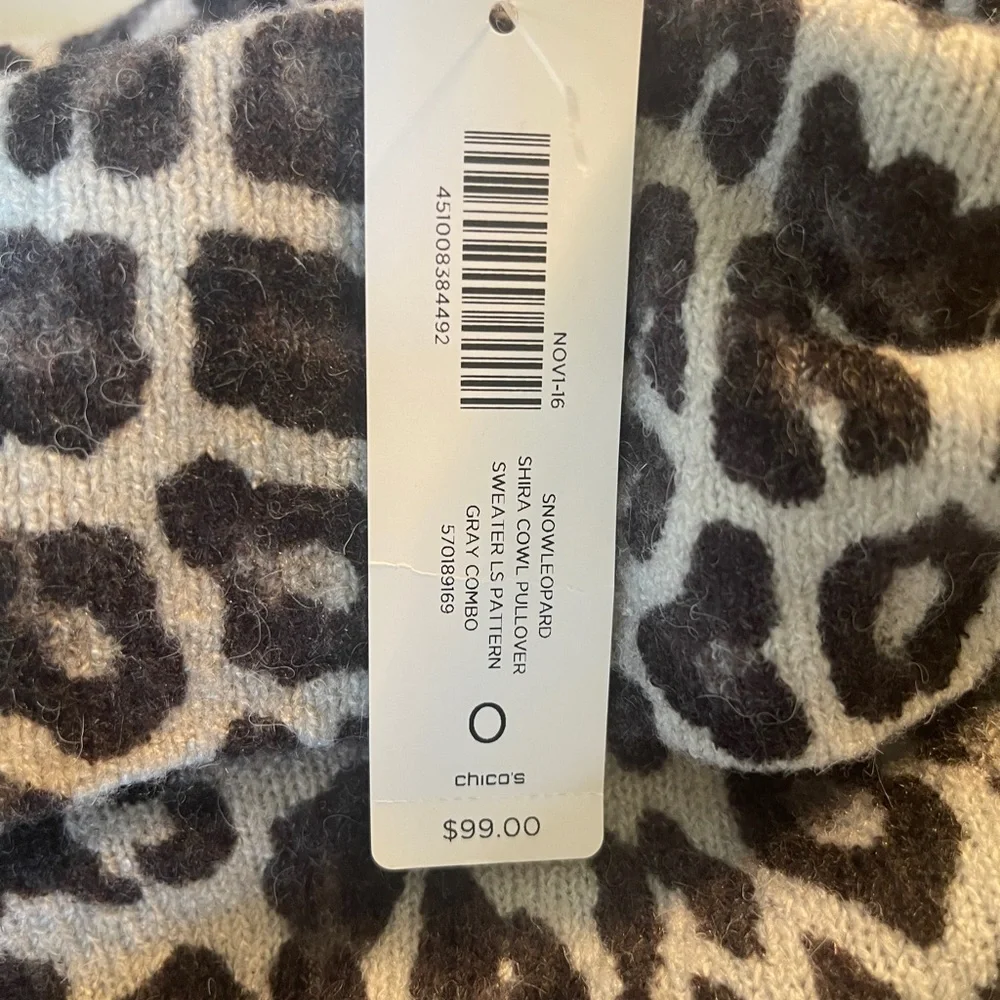 Chico's Animal Print Cowl Neck Sweater - Picture 6 of 8